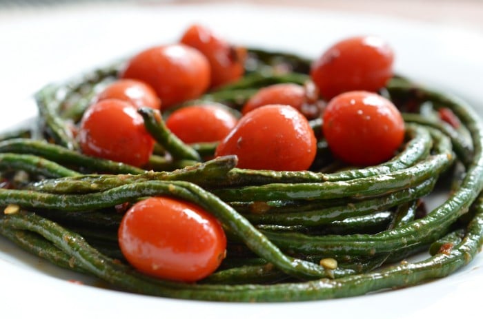 Long Green Beans with Anchovies and Sriracha