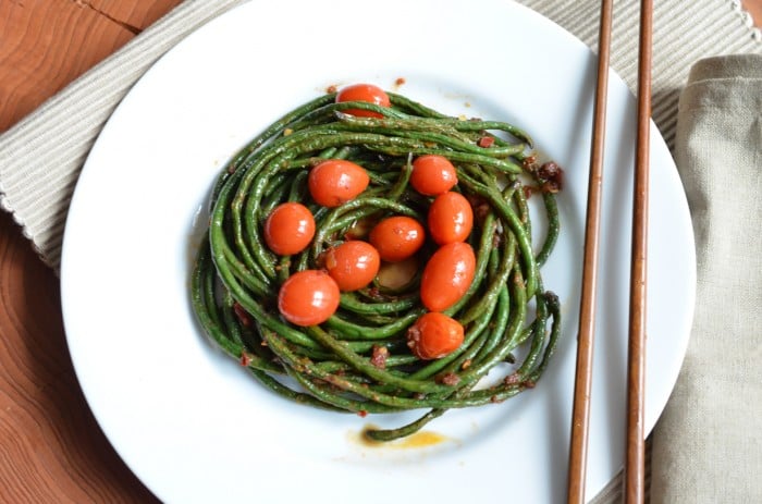 Long Green Beans with Anchovies and Sriracha