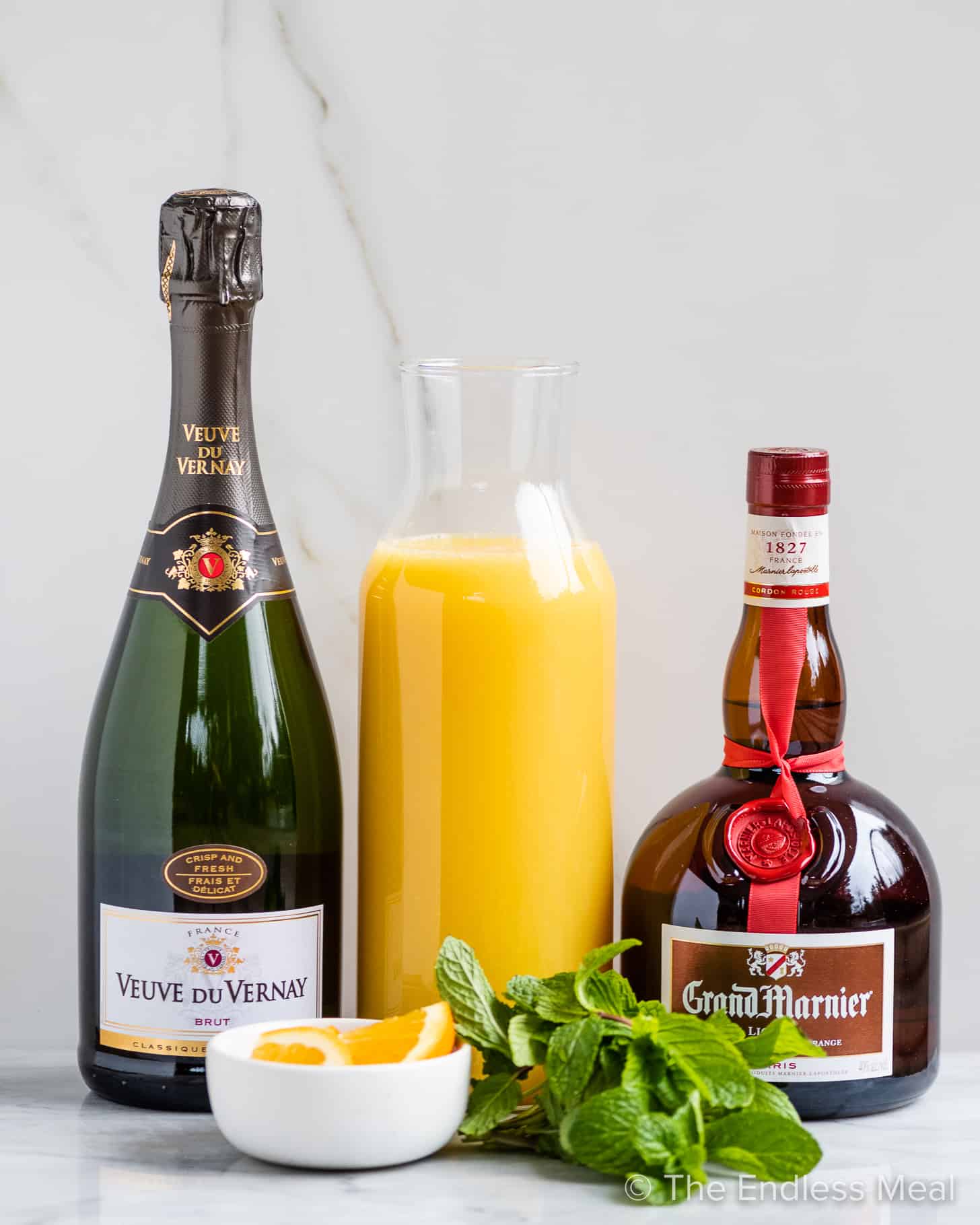 The ingredients to make this mimosa recipe.