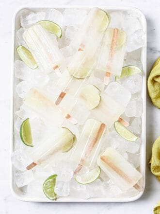 Margarita Popsicles on a tray of ice.