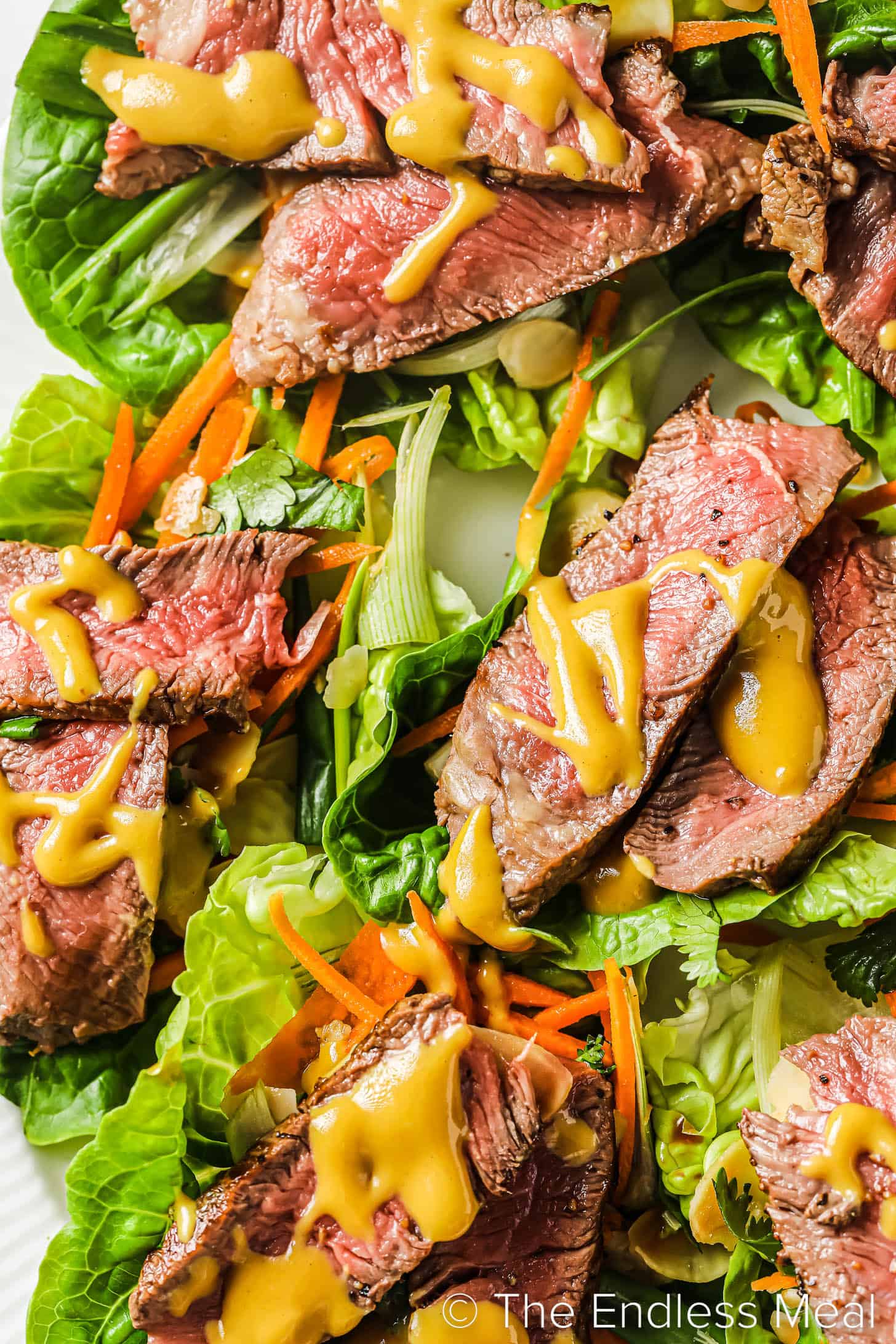 a close shot of Steak Lettuce Wraps