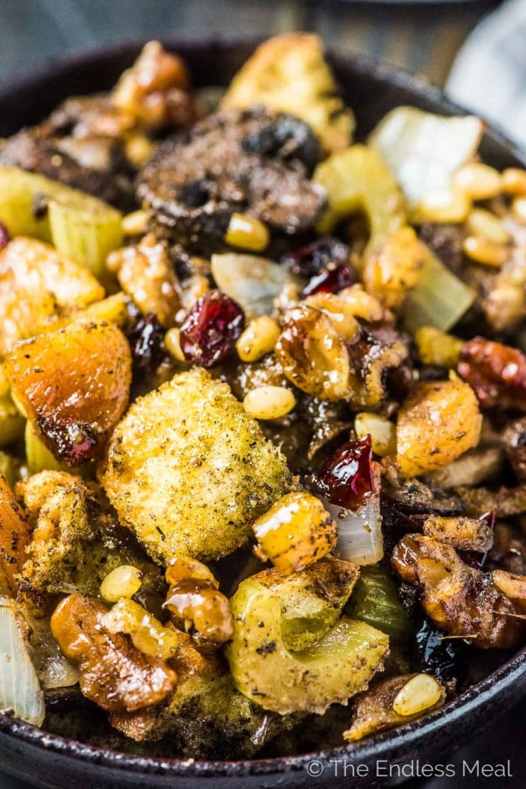 A close up shot of The Best Stuffing Recipe Ever. 