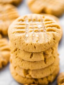 A stack of chewy peanut butter cookies.
