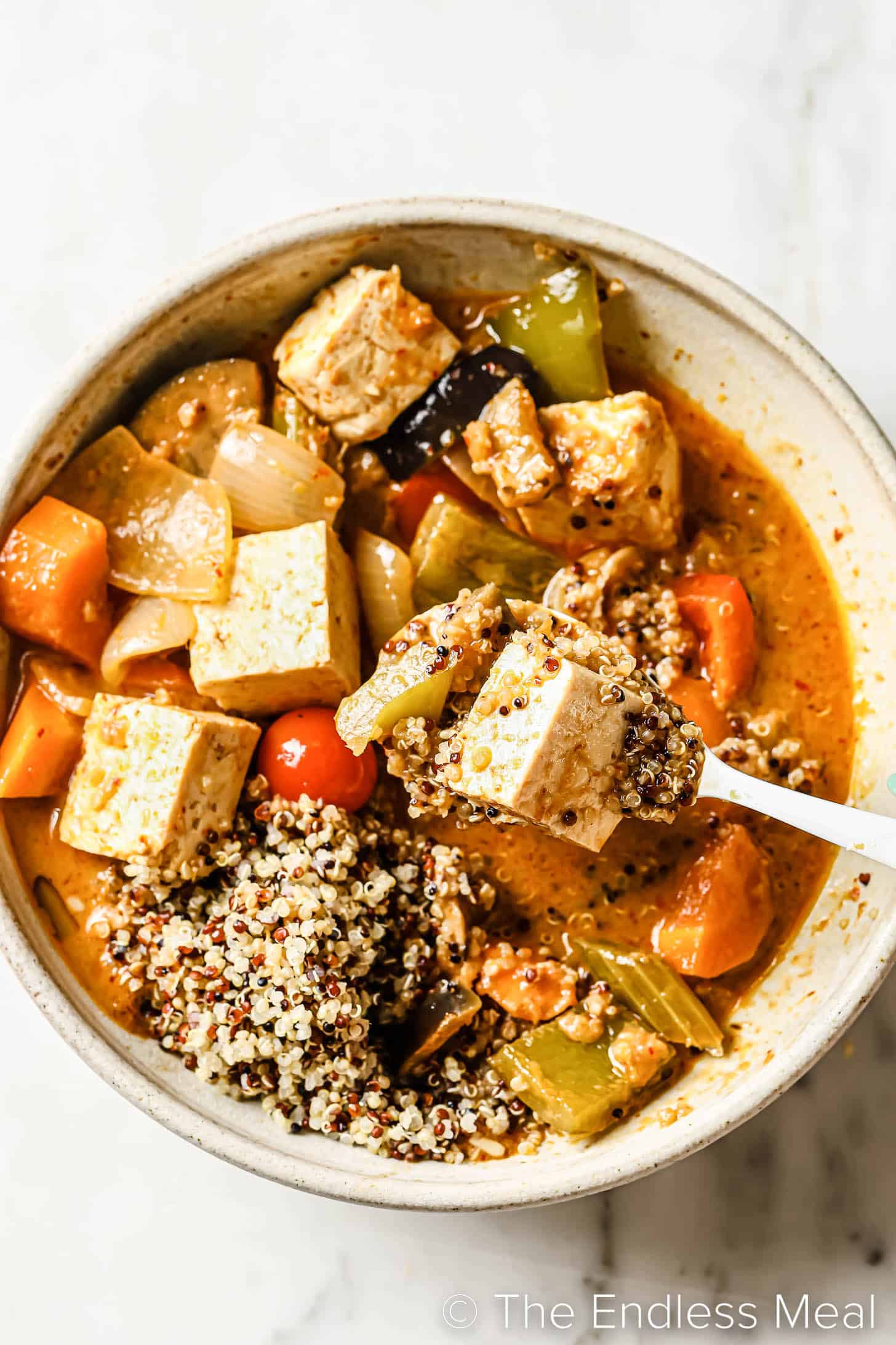 a bowl of Vegan Thai Curry with quinoa