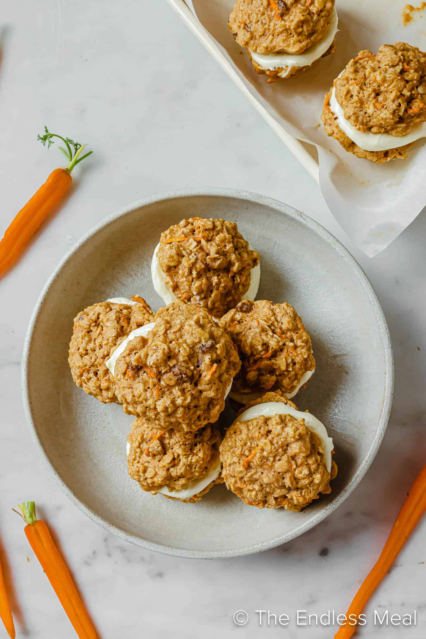 Carrot Cake Whoopie Pies on a plate