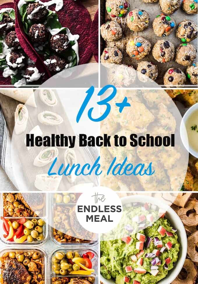 A collage of 6 heathy lunch ideas with the post title on the picture.