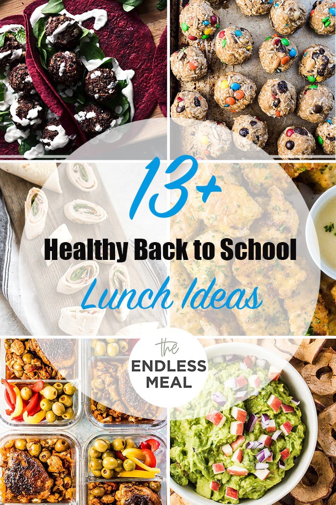A collage of 6 heathy lunch ideas with the post title on the picture.