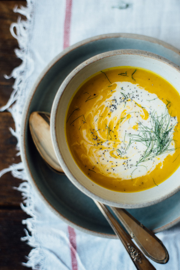 Sunday Supper :: 10.19.14 :: Kabocha Squash, Fennel and Ginger Soup with Spicy Coconut Cream