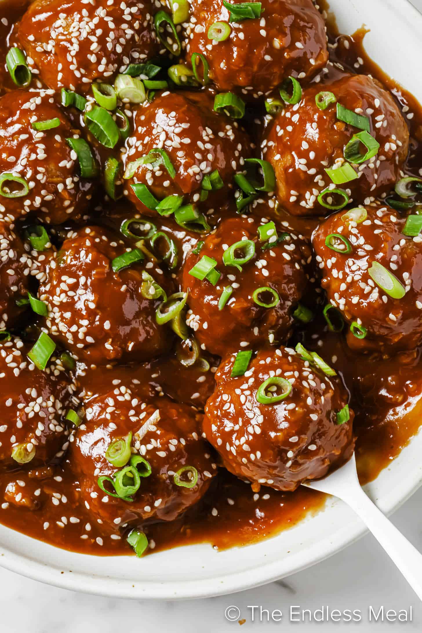 Hoisin Meatballs being made in a pan