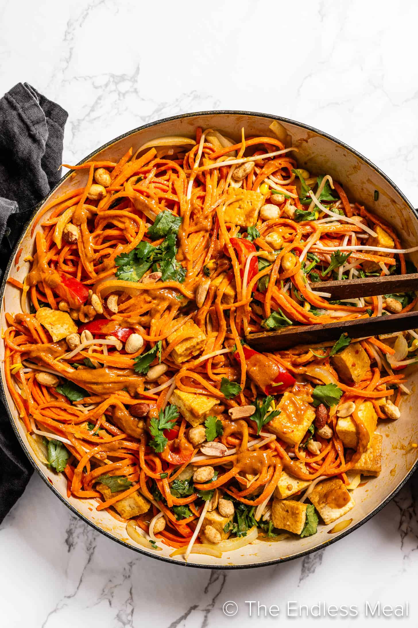 Making Carrot Noodles in a pan