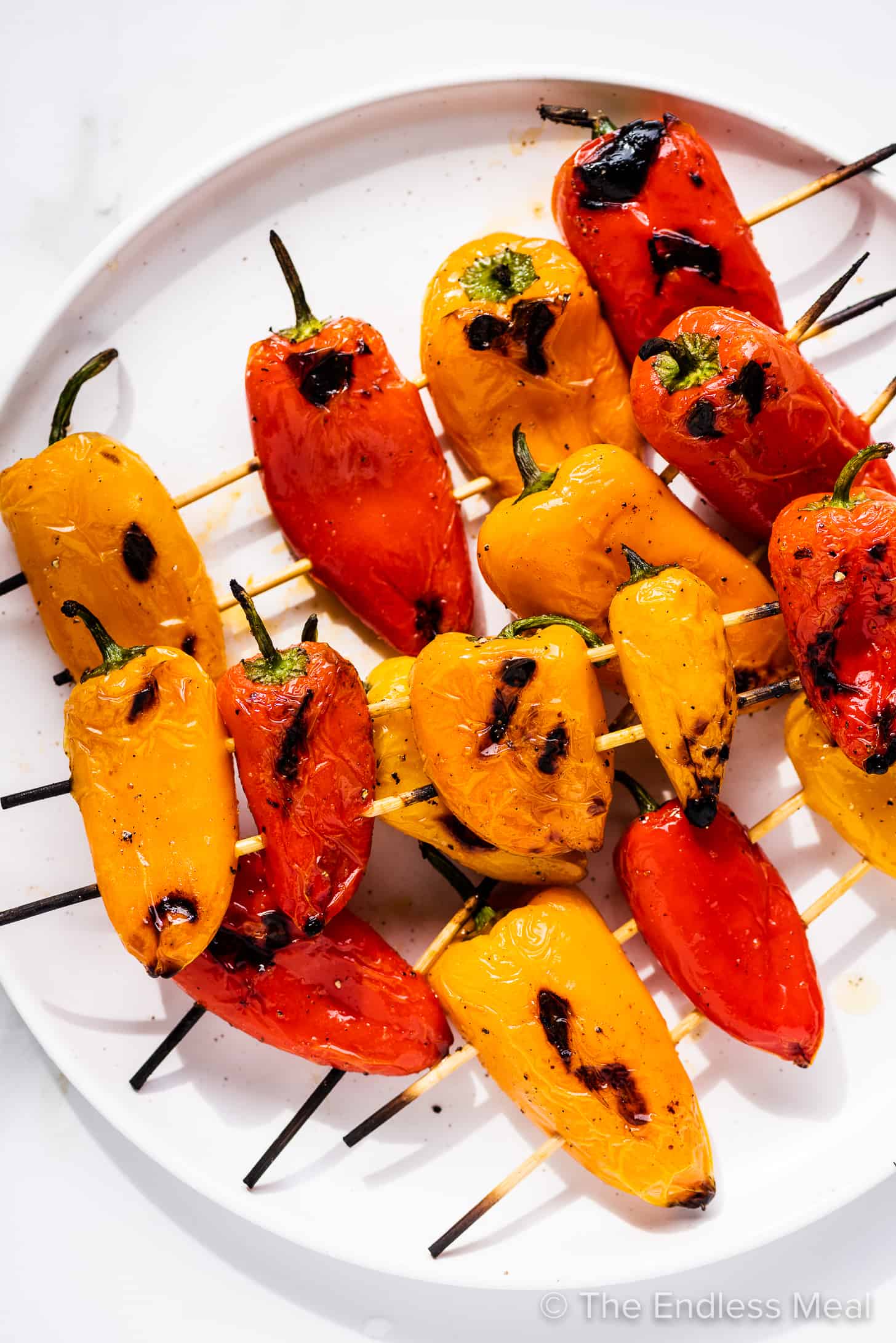 mini peppers grilled on skewers