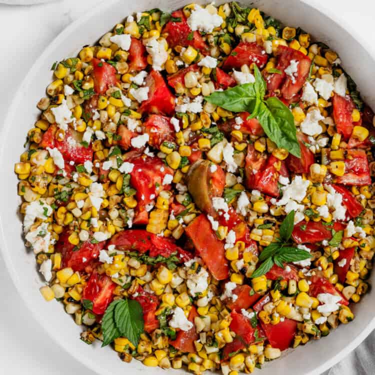 Corn and Tomato Salad in a serving bowl