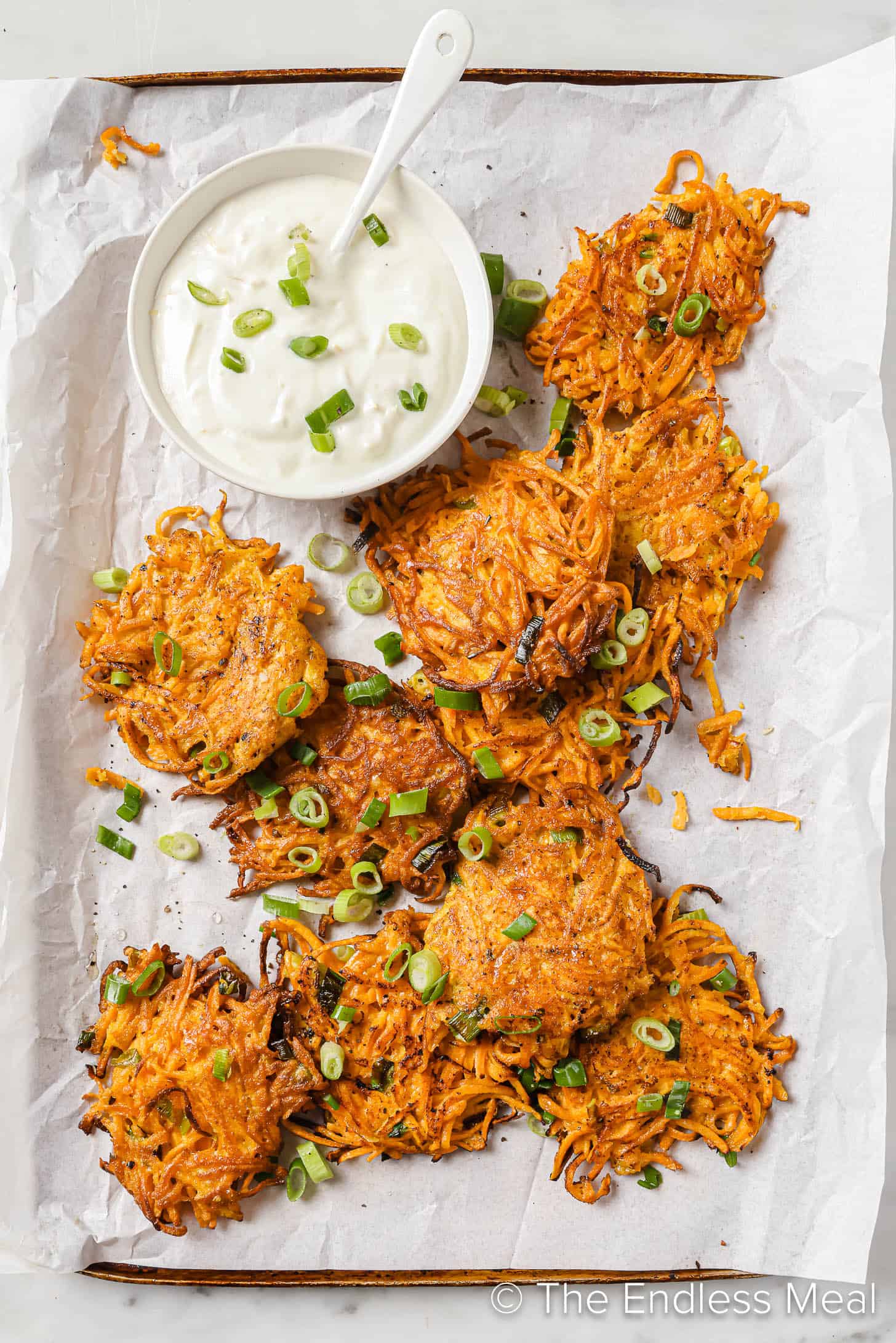 Sweet Potato Fritters on a serving tray
