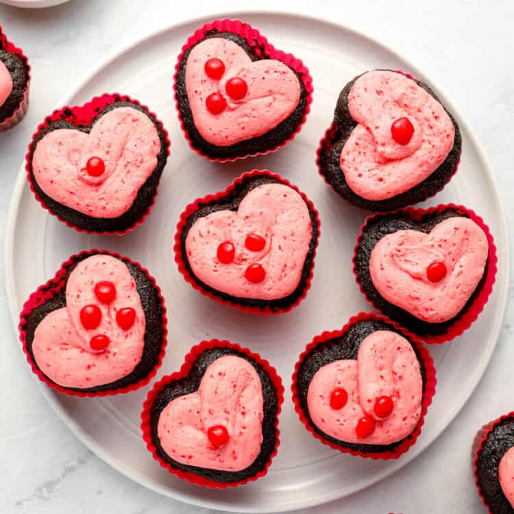 Valentine's Day Cupcakes on a dessert plate