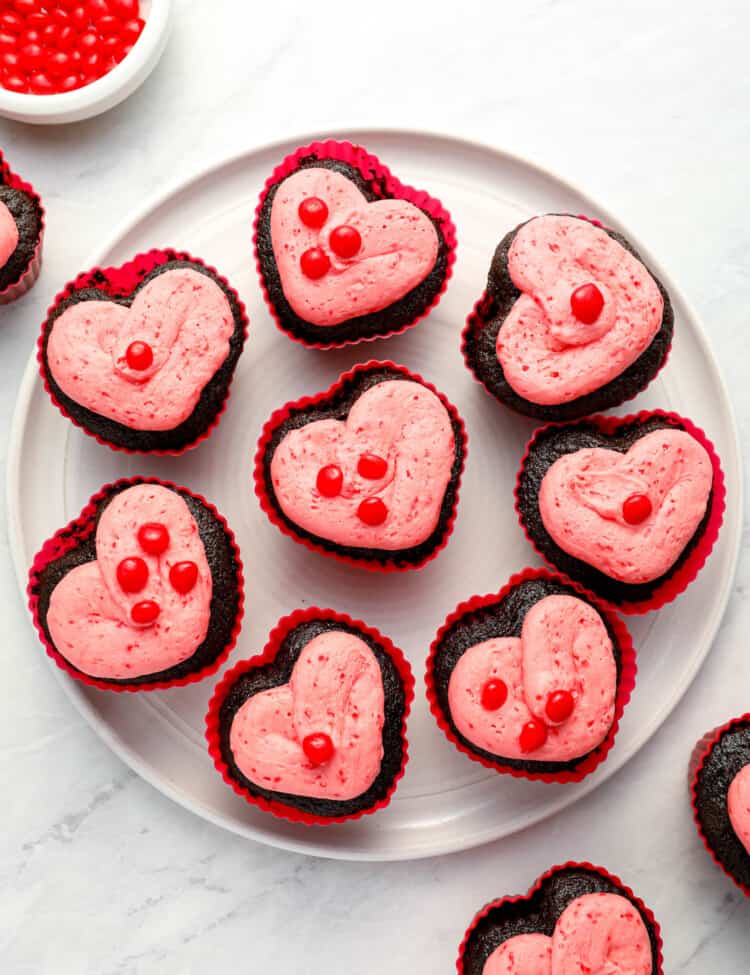 Valentine's Day Cupcakes on a dessert plate