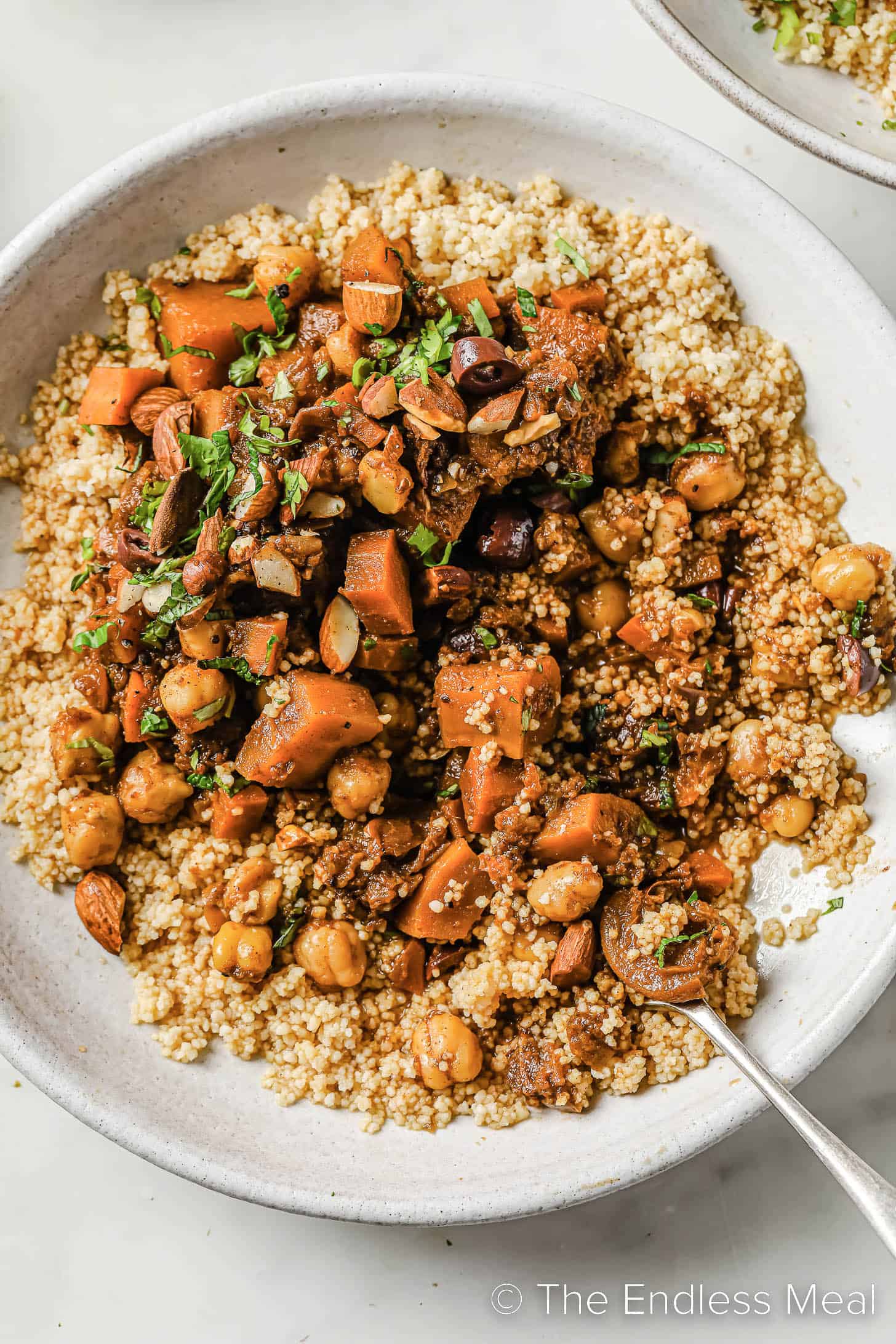 a close up of Vegetable Moroccan Tagine.