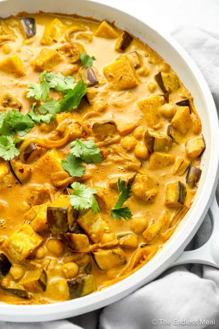 Eggplant Curry with Chickpeas and Tofu - The Endless Meal®