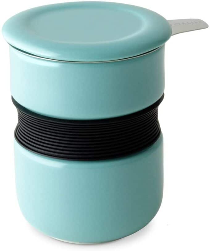a modern blue tea cup