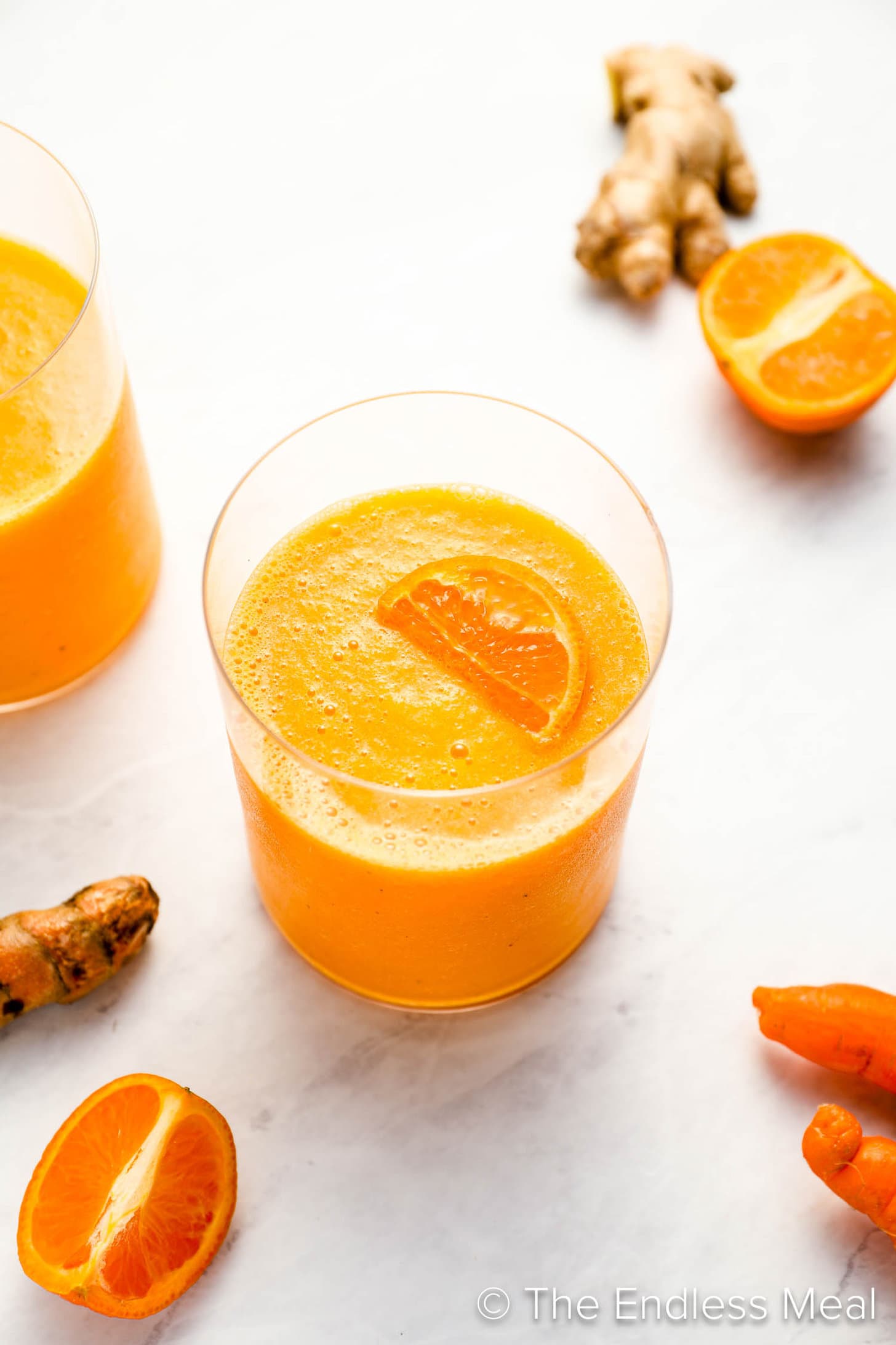 A Turmeric Smoothie in a cup for breakfast 