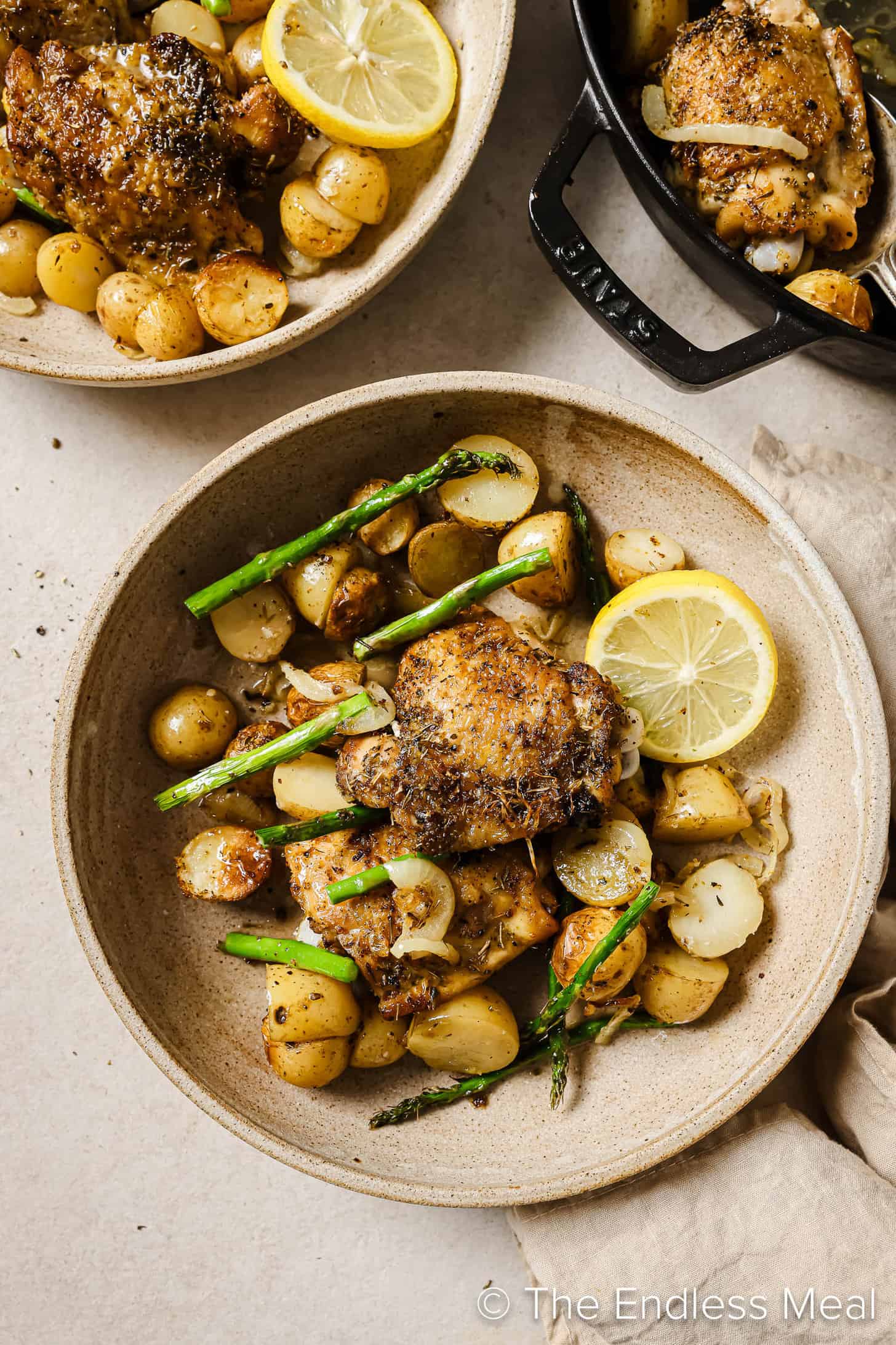 Greek Lemon Chicken and Potatoes on a dinner plate