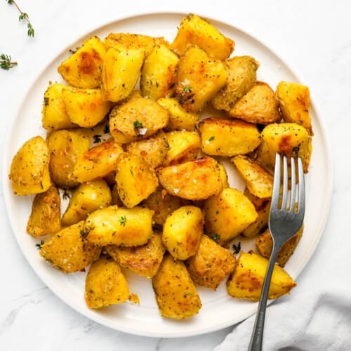 Crispy Roasted Potatoes on a dinner plate