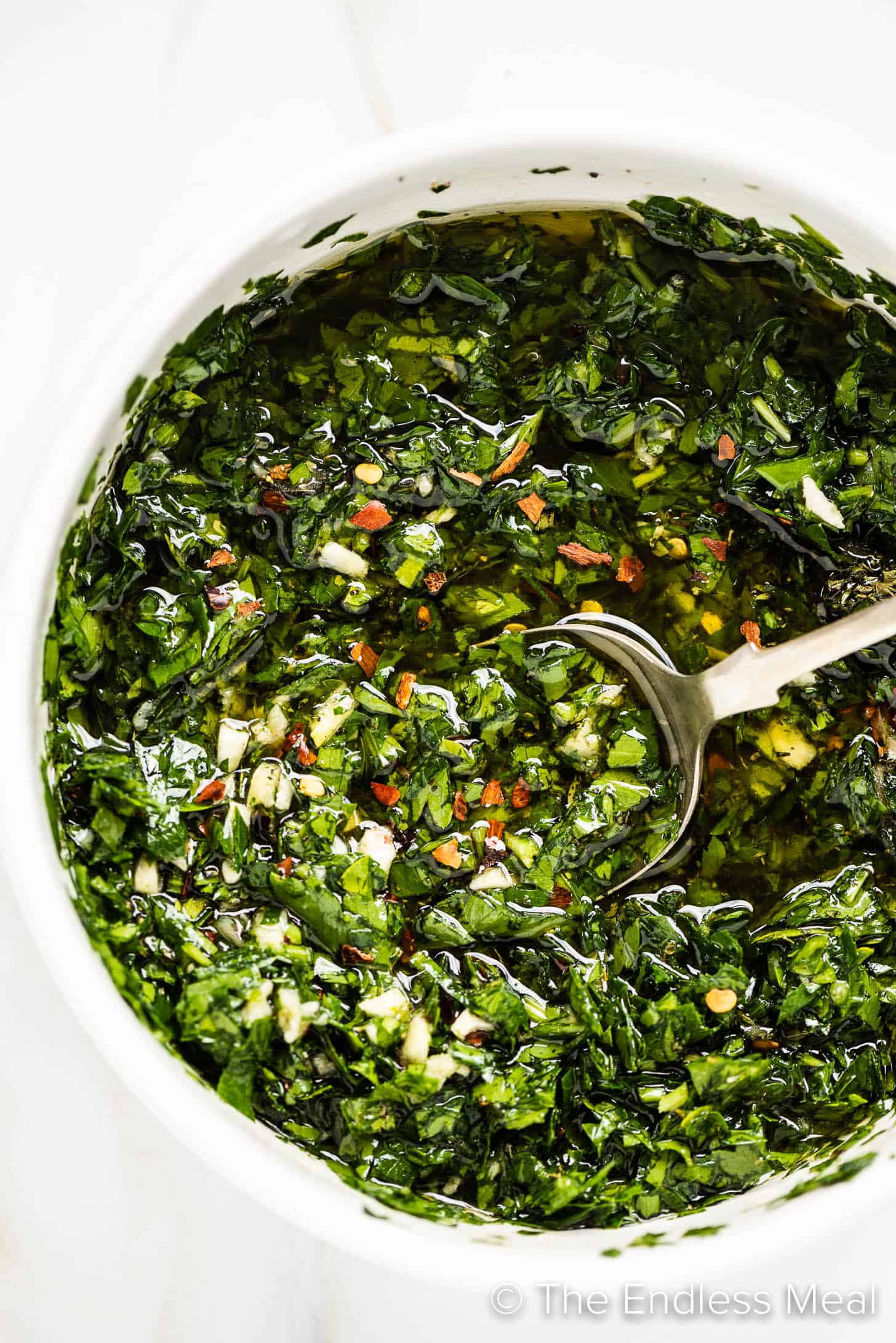 a close up of this Chimichurri Sauce Recipe