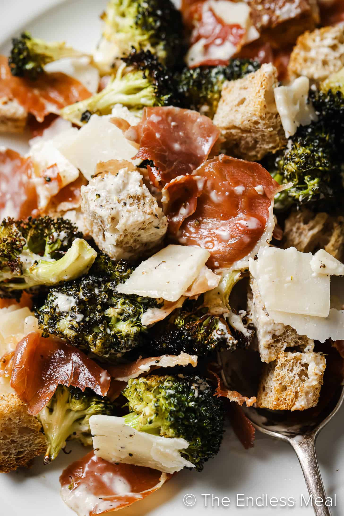 A close up of Broccoli Caesar Salad