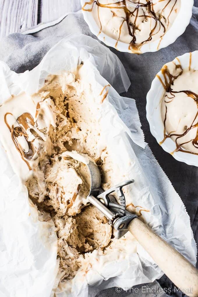 This easy to make Salted Caramel No Churn Ice Cream is as good as it gets. It's super creamy and delicious and is made without an ice cream maker. You will LOVE it! | theendlessmeal.com