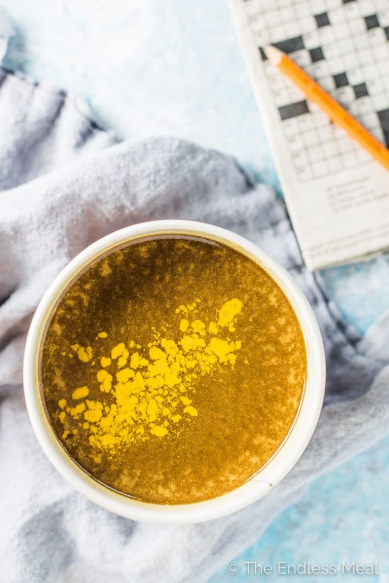 This delicious Coconut Turmeric Latte is the ultimate healthy indulgence. It tastes like a creamy dessert coffee but is so good for you. Don't worry, even though you don't taste the turmeric, you still get all of its health benefits. | theendlessmeal.com