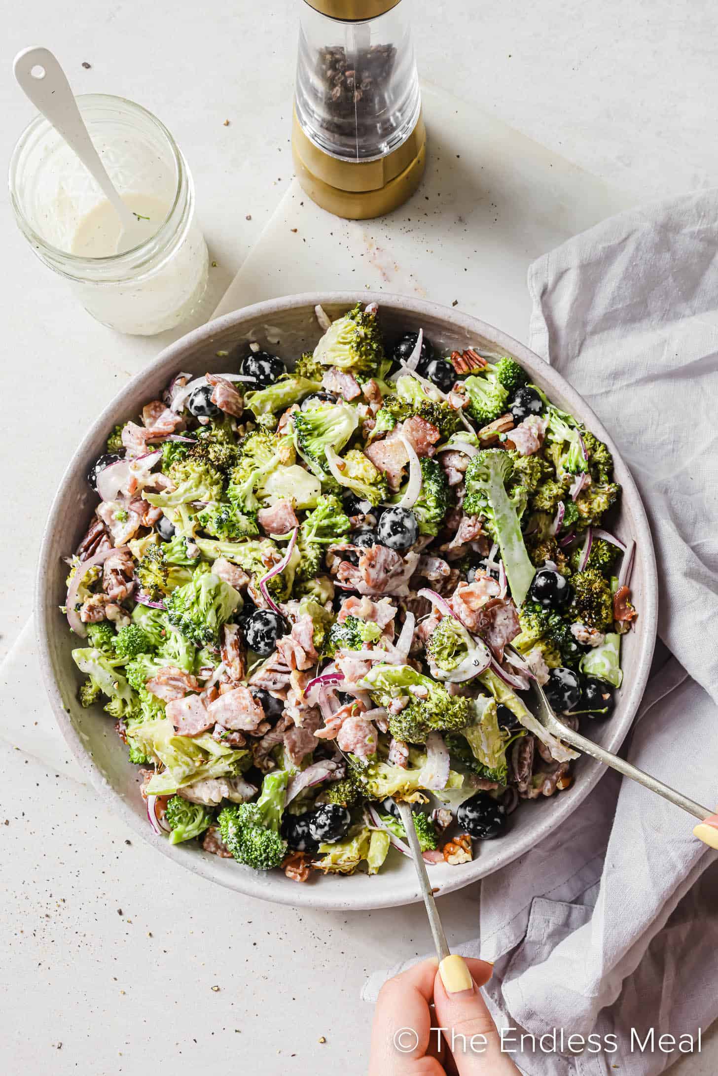 Blueberry Broccoli Salad in a large salad bowl