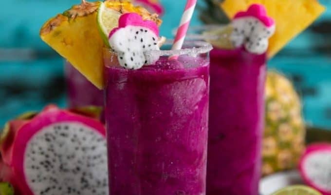 Frozen Pineapple Dragon Fruit Margaritas by The Forked Spoon | The 15 Best Summer Cocktails