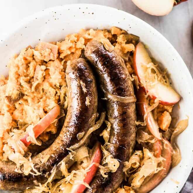 Bratwurst and Sauerkraut with Apples and Onion The Endless Meal®