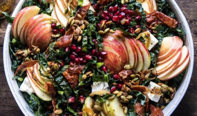Fall Harvest Honeycrisp Apple + Kale Salad by Half Baked Harvest | The 21+ Best Healthy Fall Comfort Food Recipes 