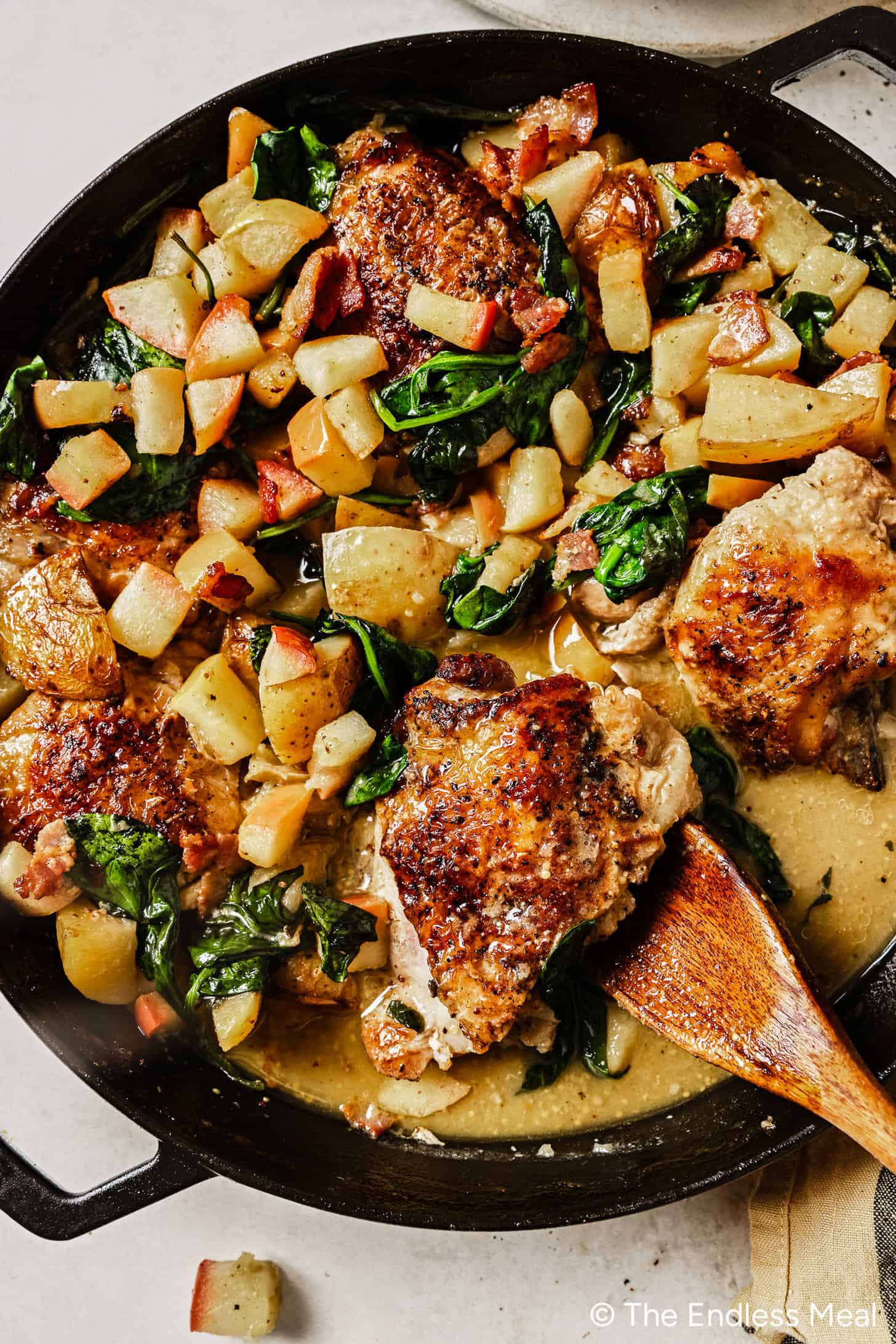A close up of this Apple Chicken Recipe being made in a pan