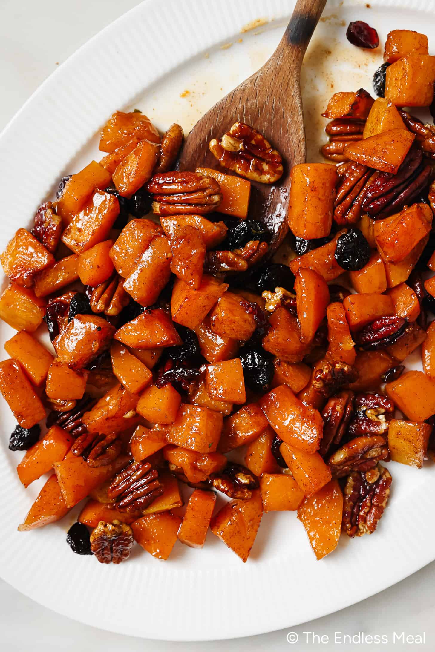 Maple Roasted Butternut Squash on a serving platter