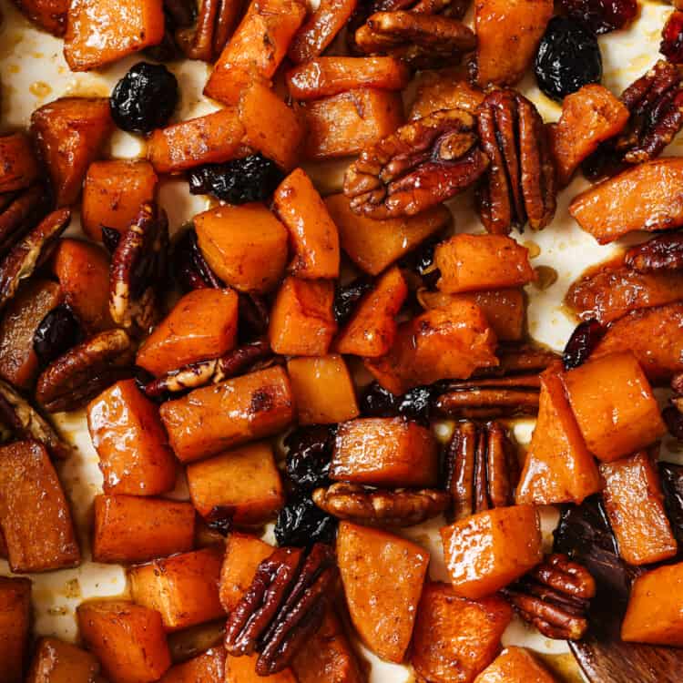 Maple Roasted Butternut Squash hot out of the oven