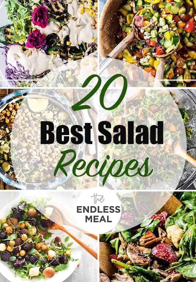 a collage of 6 of the best salad recipes.