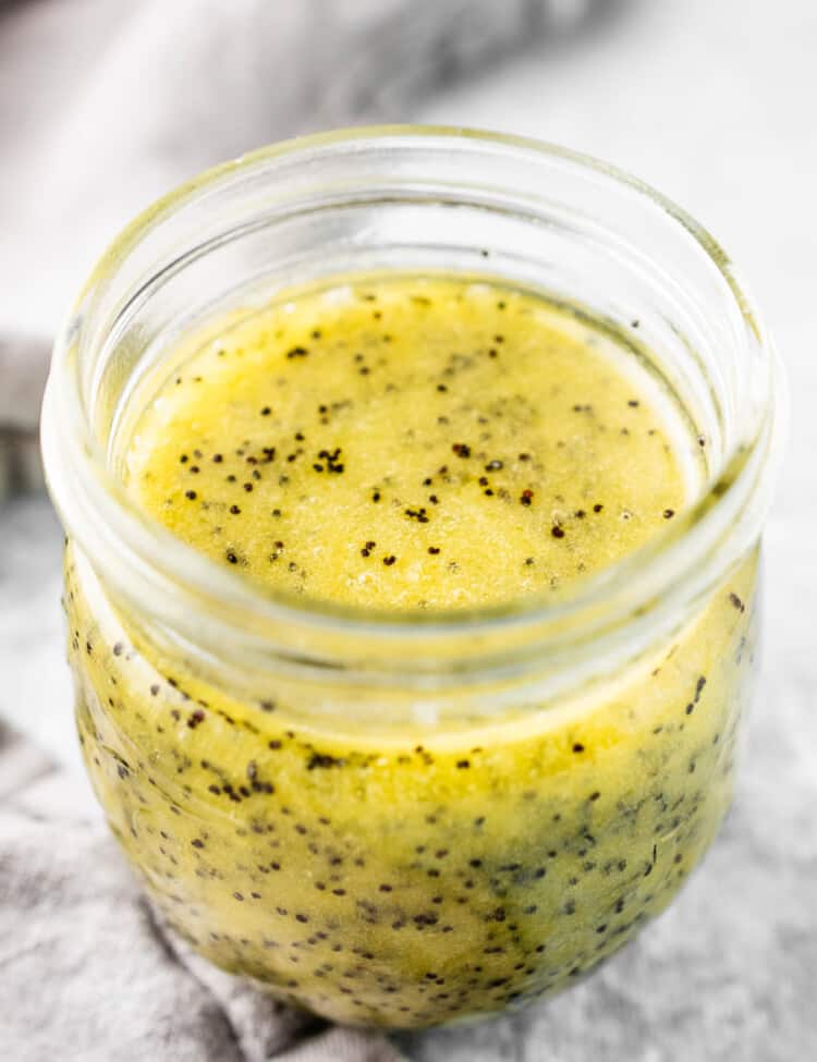 Lemon Poppy Seed Dressing in a glass jar