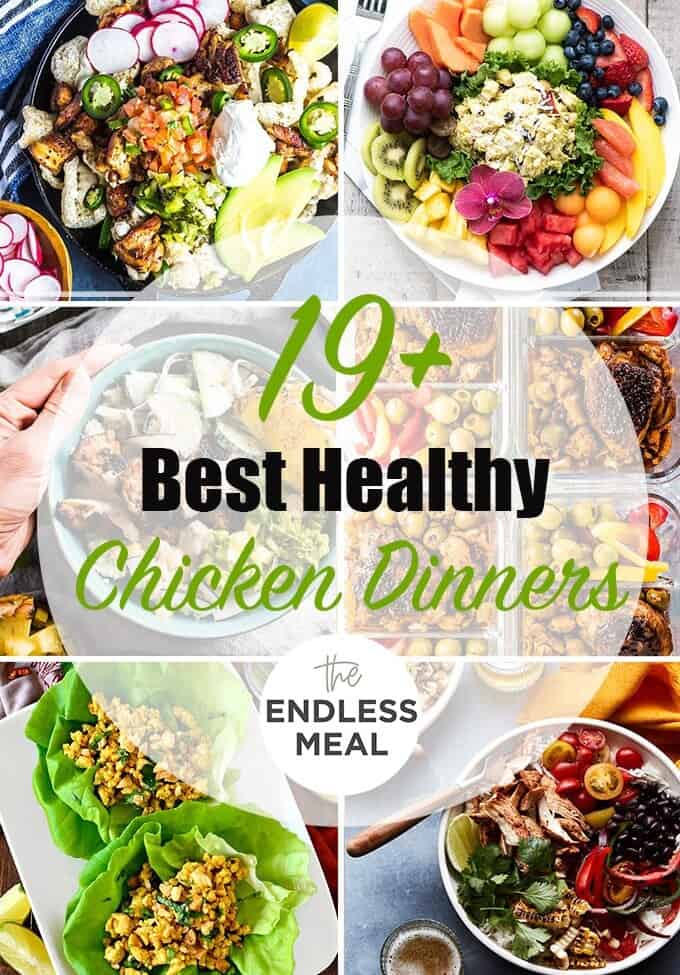 A collage of the best healthy chicken dinner recipes with the post title on the picture.