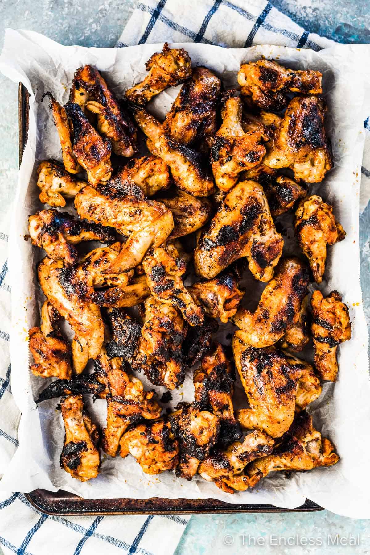 BBQ chicken wings hot off the grill.