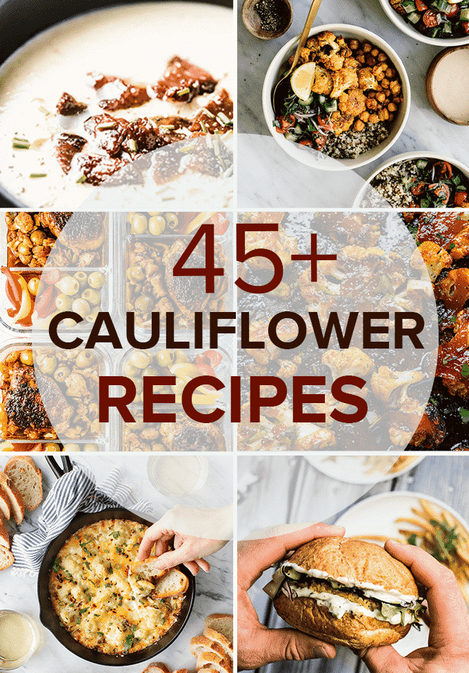 a series of photos of cauliflower recipes