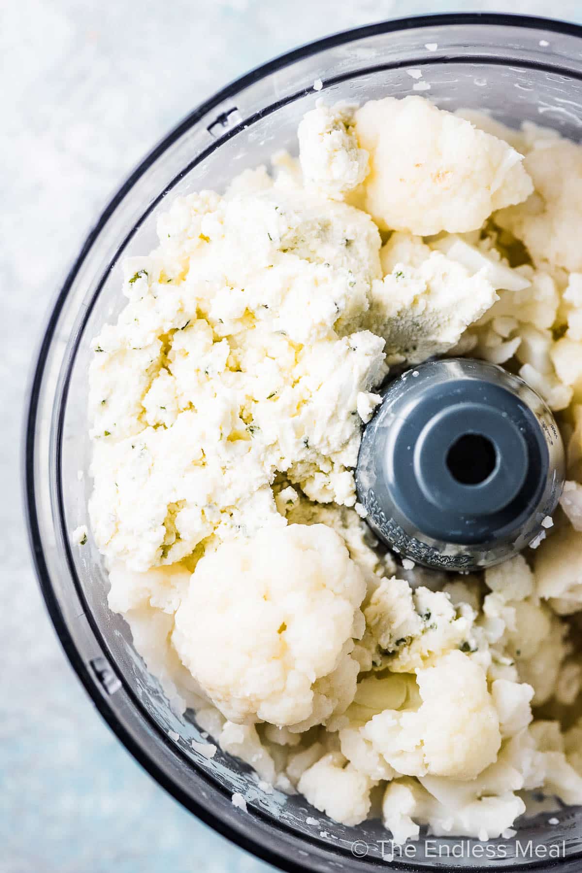 Making this mashed cauliflower potatoes recipe in a food processor.