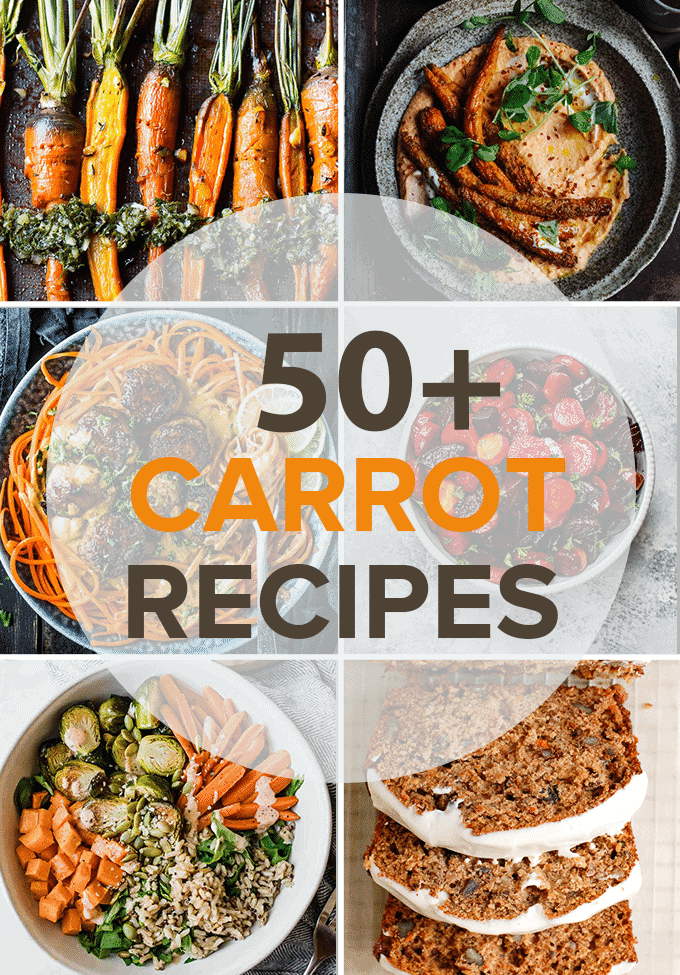 A collage of our favorite carrot recipes with the post title on the picture.