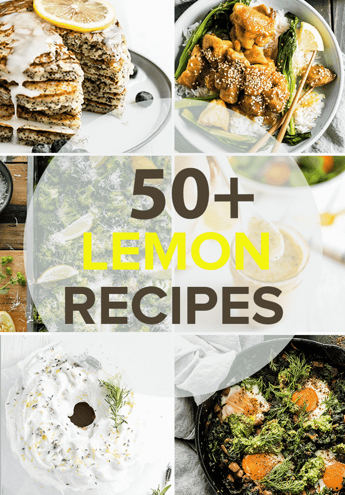 A grid of 6 of the best lemon recipes with the recipe post title over the top.