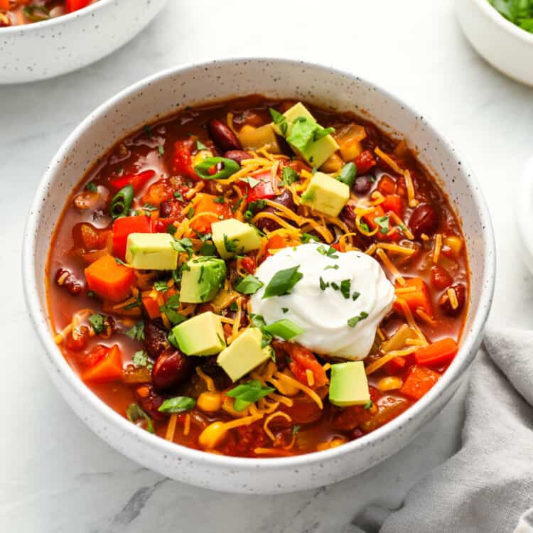 A bowl of Slow Cooker Vegetarian Chili