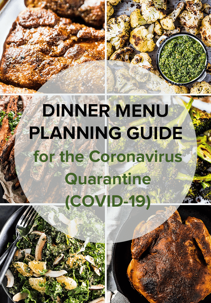 6 images from our dinner menu planning guide with the post title on the picture.