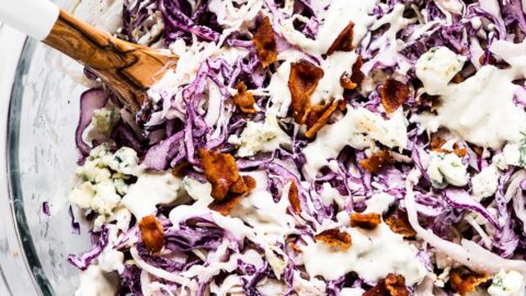 Blue Cheese Coleslaw with Creamy Dressing and Crispy Bacon Blue Cheese Coleslaw with Creamy Dressing and Crispy Bacon
