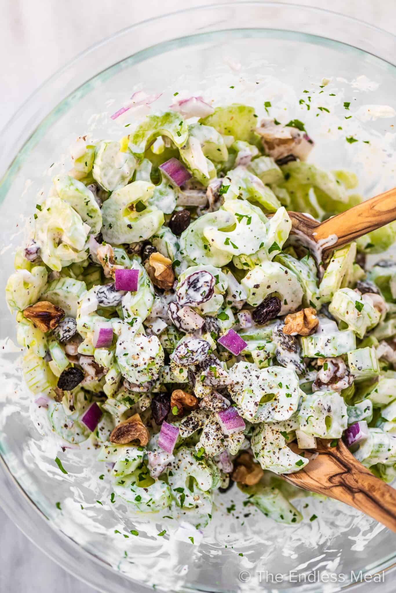 Creamy Celery Salad With Walnuts And Raisins Creamy Celery Salad With Walnuts And Raisins