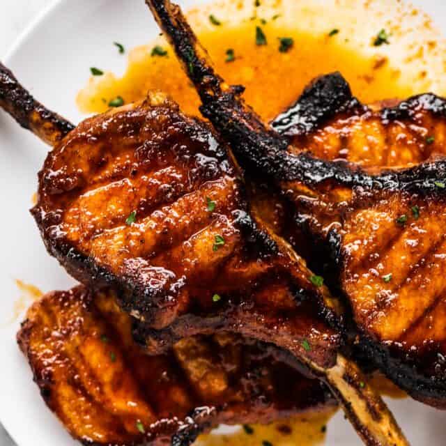 Tomahawk Pork Chops with Honey Garlic Sauce