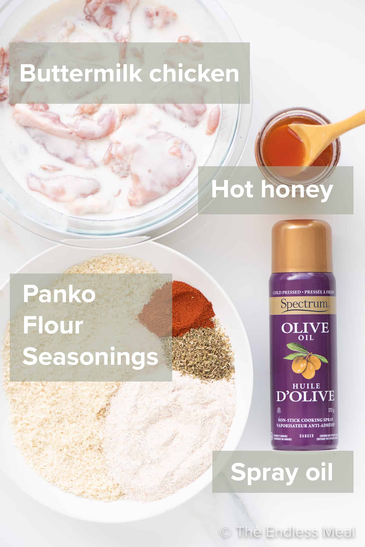 The ingredients to make Hot Honey Chicken.